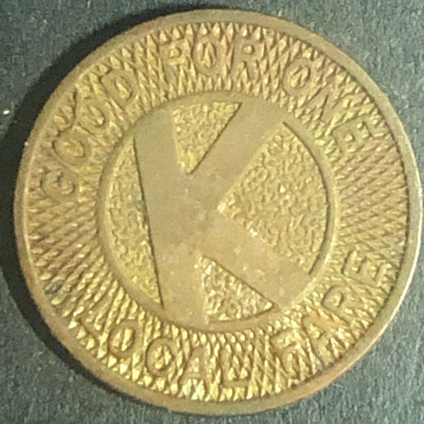 1945 16mm Key System Oakland G/F One Local Fare Transit Token - CA