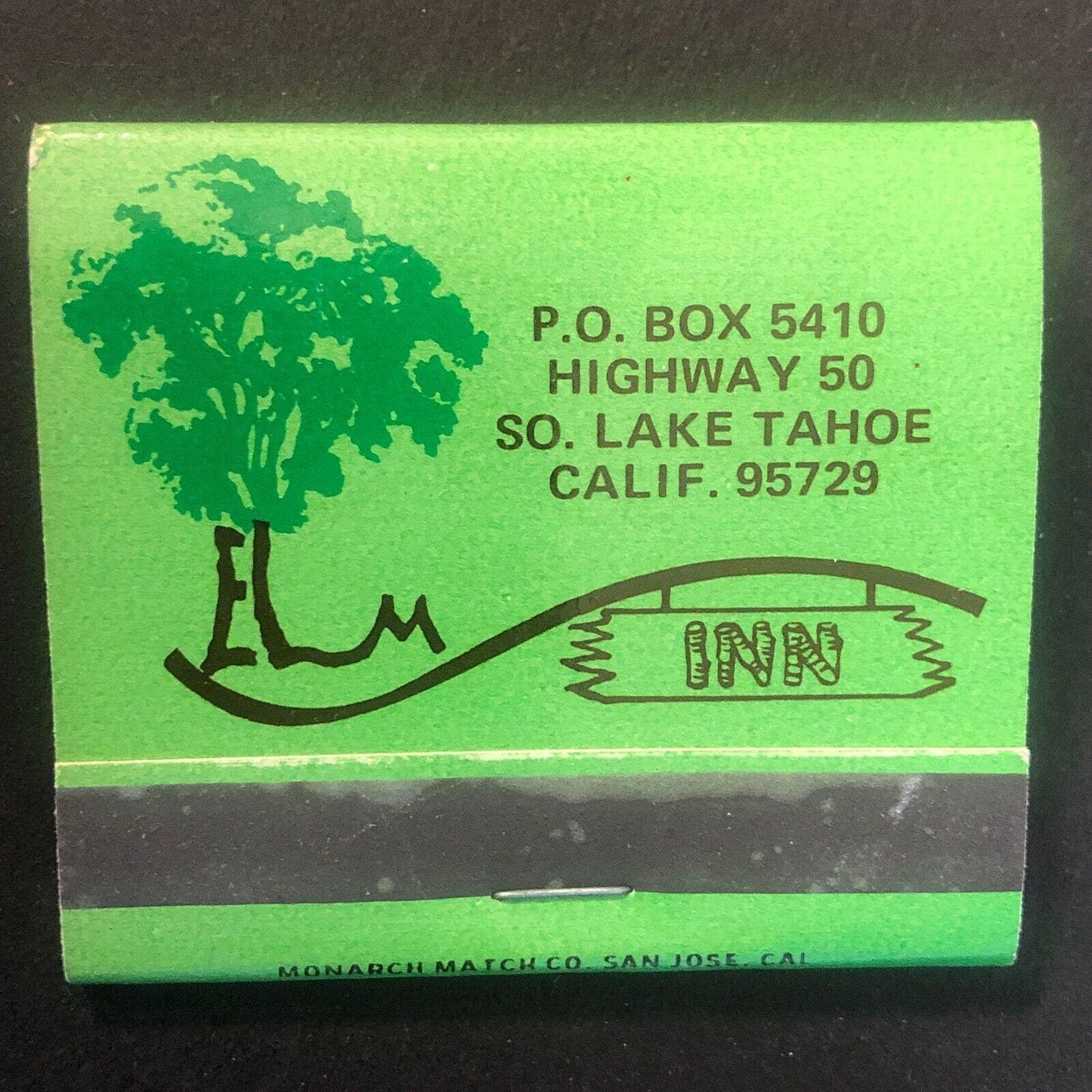 Elm Inn South Lake Tahoe, CA Tree Vintage Full Matchbook c1967-73
