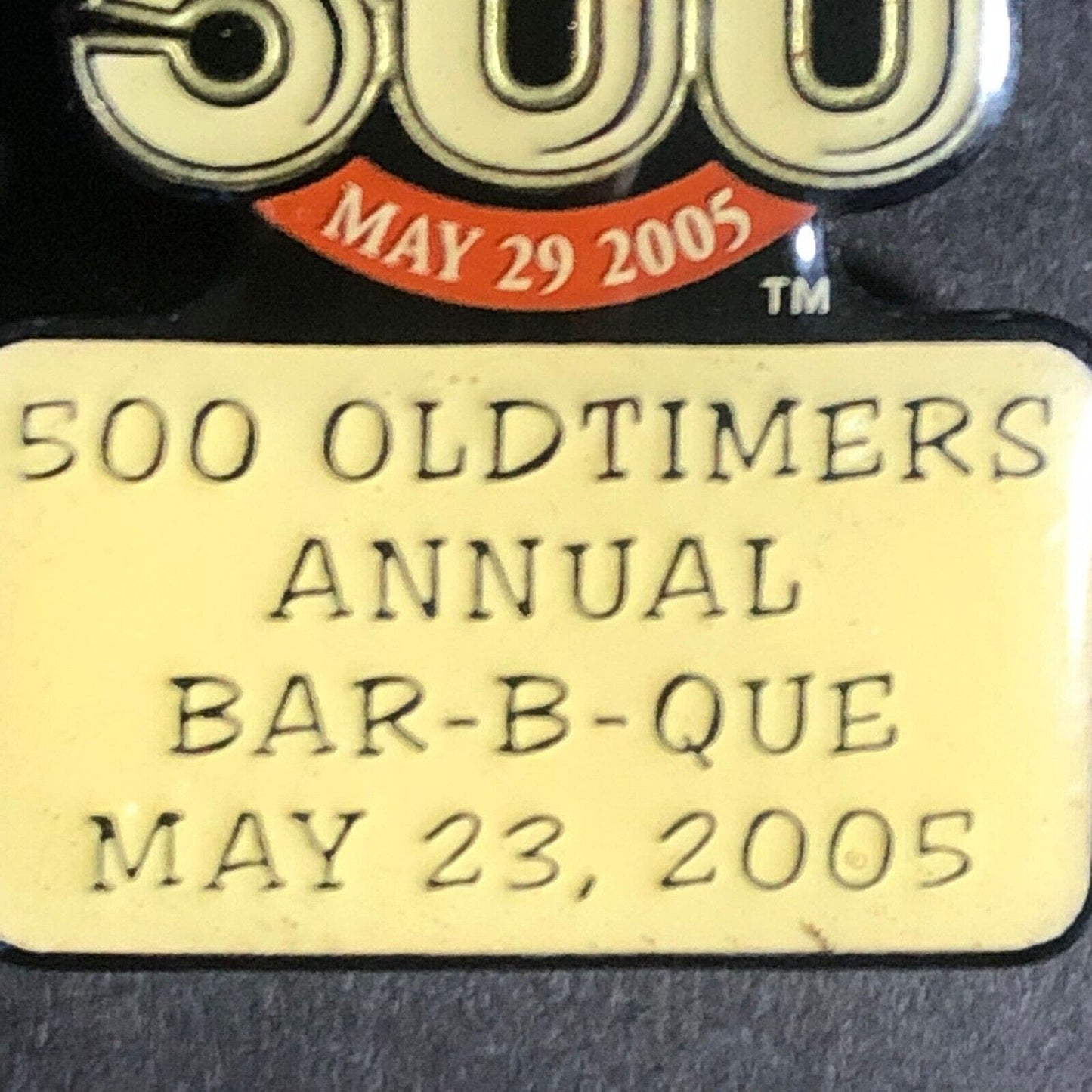 2005 Indy 500 Oldtimers Old Timers Annual BBQ Lapel Hat Pin IMS NOS Scarce
