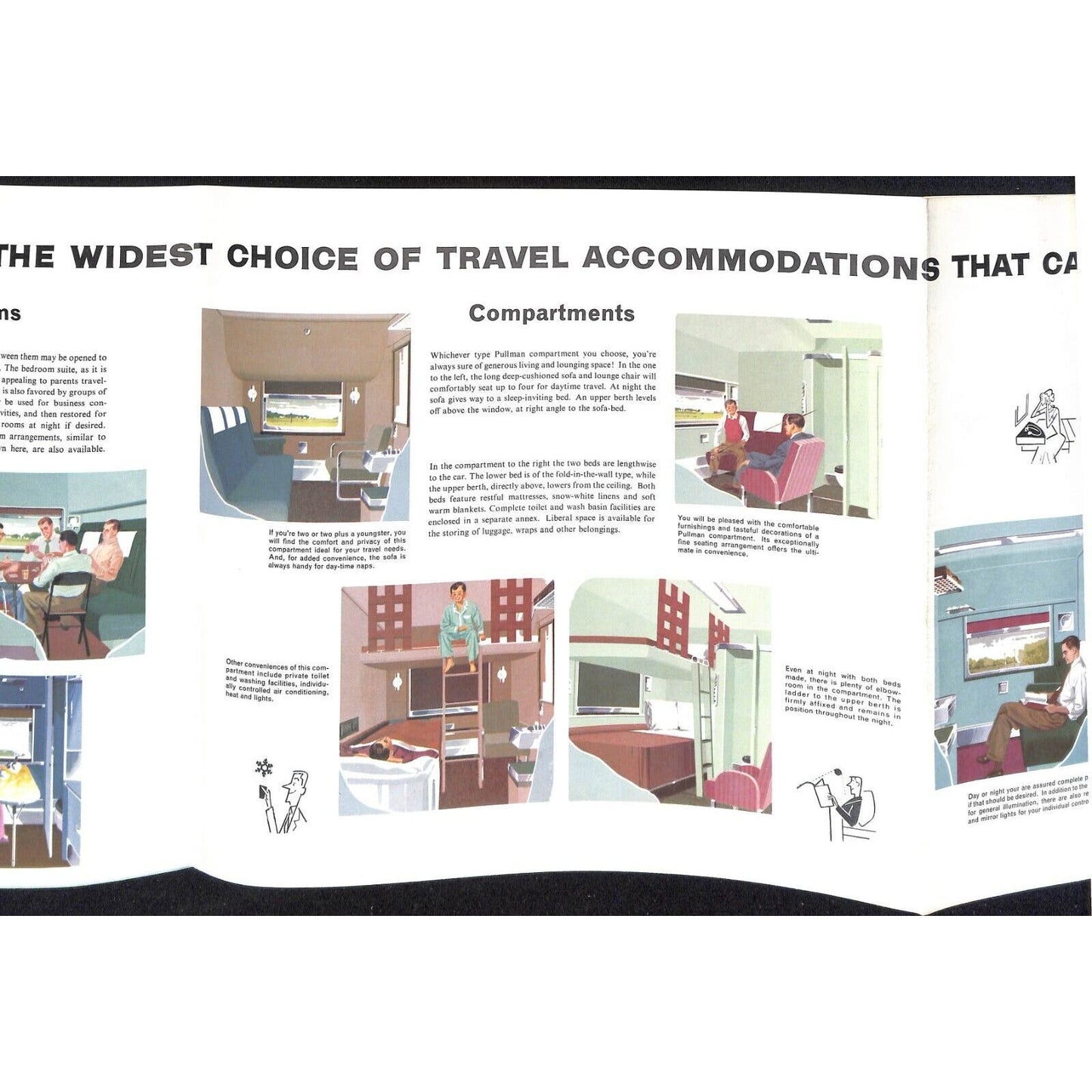 "Modern Travel By Pullman" Large Single Sheet Brochure w/ 12 Car Poster 1957 VGC