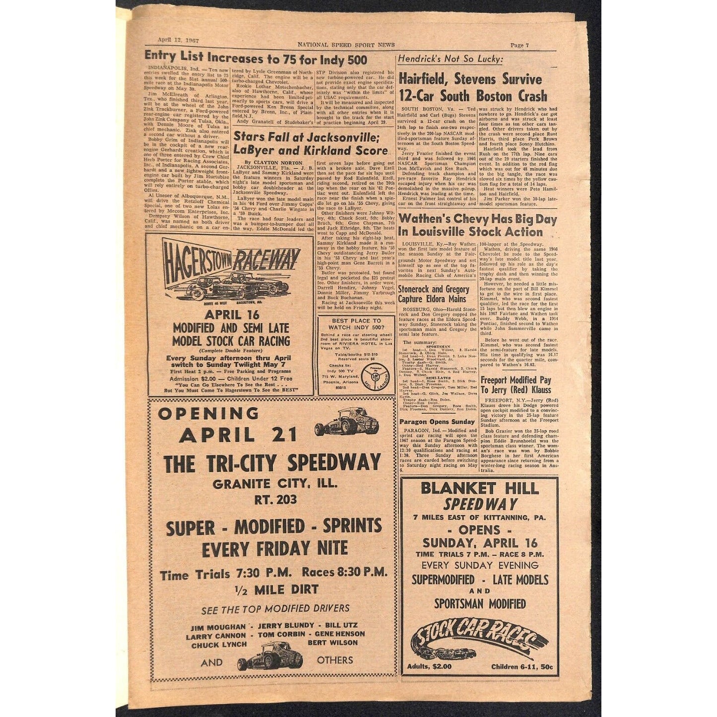 National Speed Sport News 4/12 1967 51st and 52nd Wins for Petty Racing 15pp