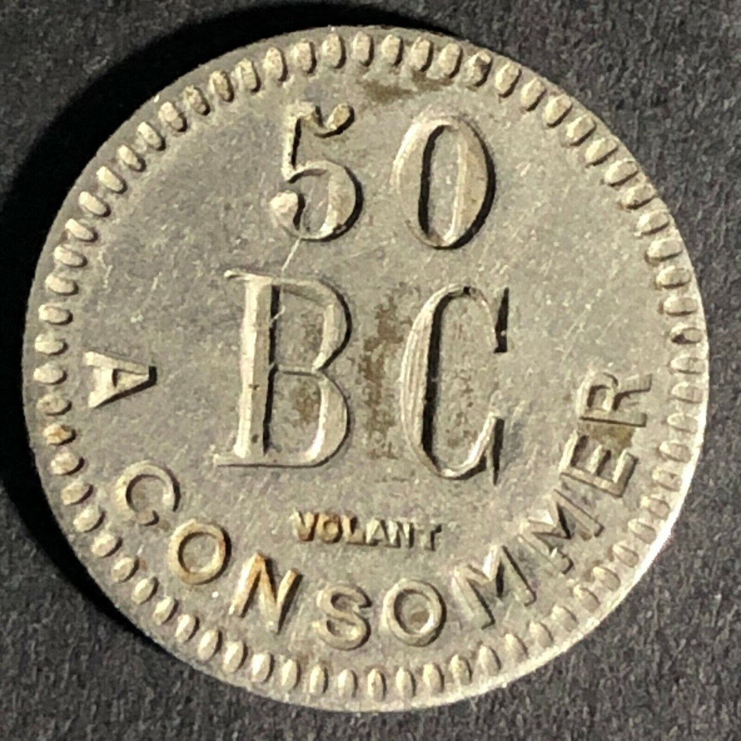 French Jeton 50 Volant BC A Consommer Token 19mm