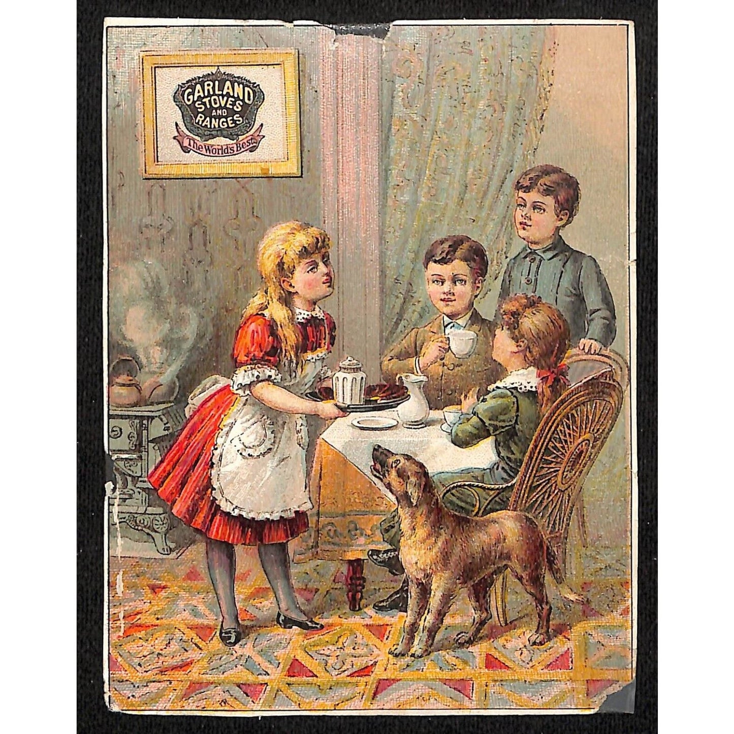 Garland Stoves and Ranges Victorian Trade Card Kids at a Tea Party