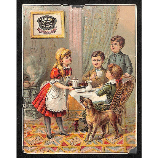 Garland Stoves and Ranges Victorian Trade Card Kids at a Tea Party