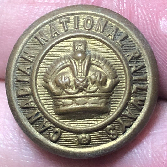 Canadian National Railways Brass Uniform Button 1/2" Scully - Scarce