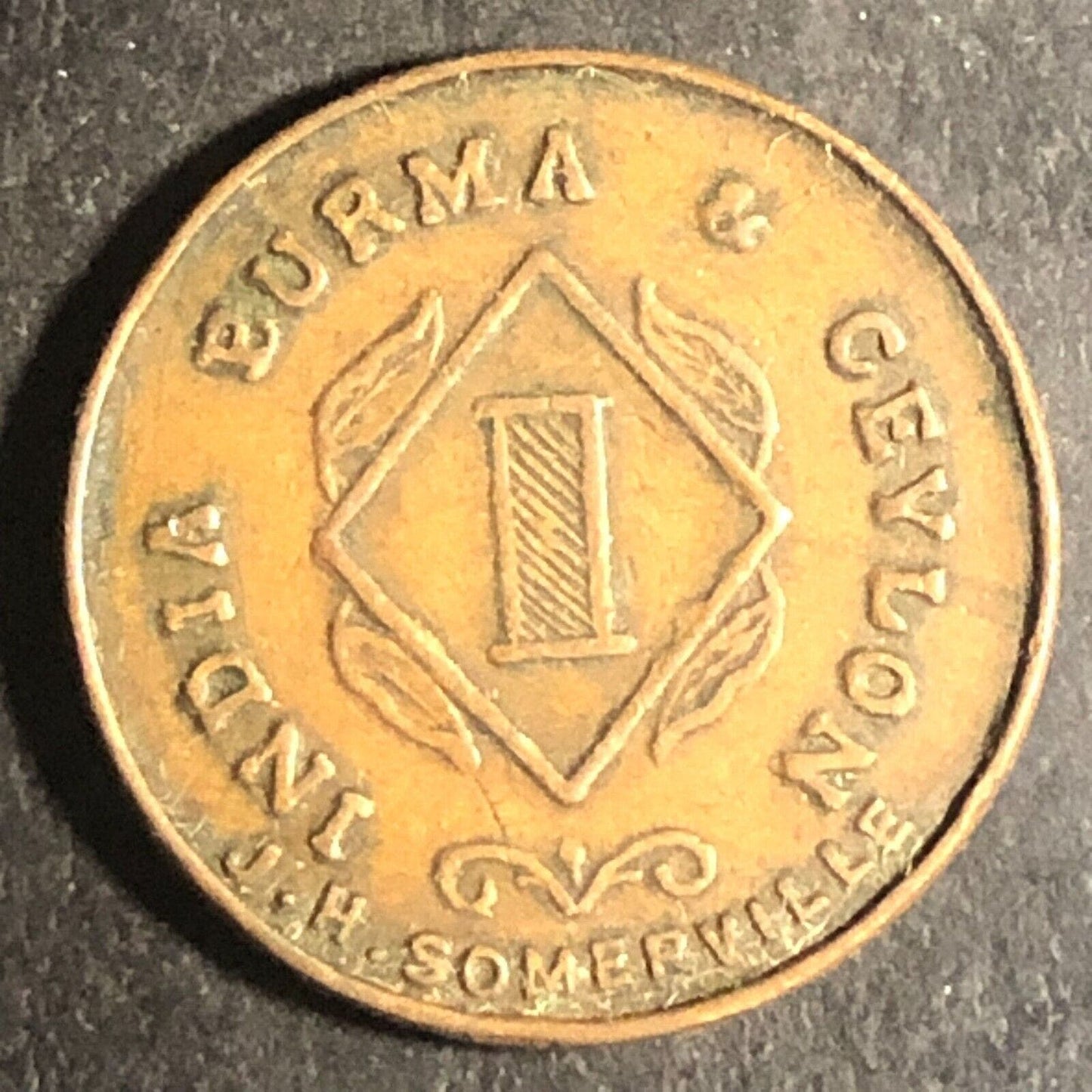 India Burma Ceylon Automatic Machine Co. Token Elephant British 1 Cent 18.7mm