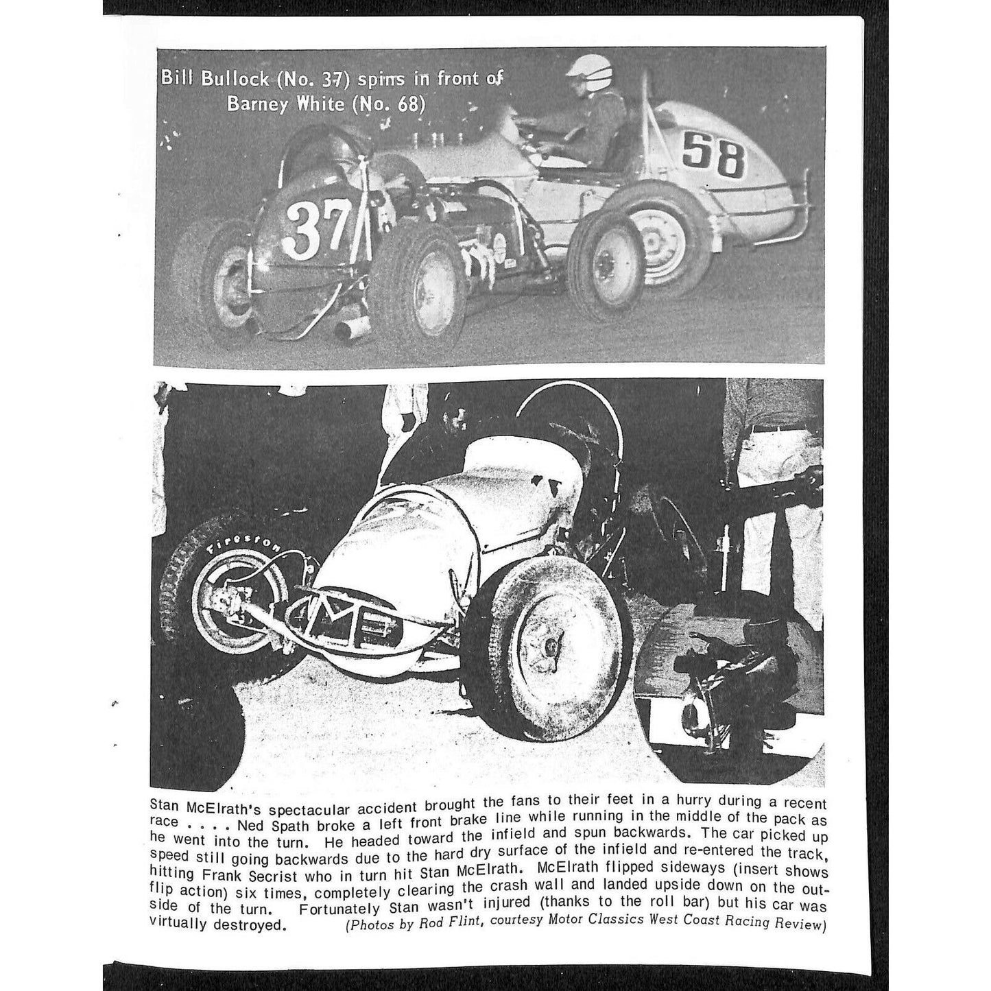 Scarce 7/30 1966 Sprint Car Auto Racing CRA Program Whiteman Speedway 16pp.