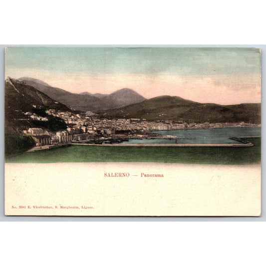 Italian Postcard Salerno Panorama Sea Coast Mountains RPPC 1901-1907 NP VGC