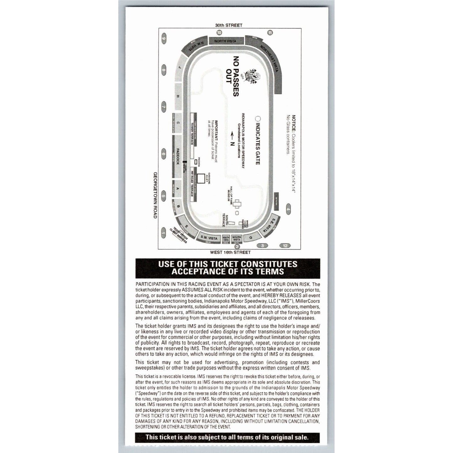 2014 Indy 500 Coors Light Carb Day 5/23 Pagoda Suite Two Ticket Stub #008