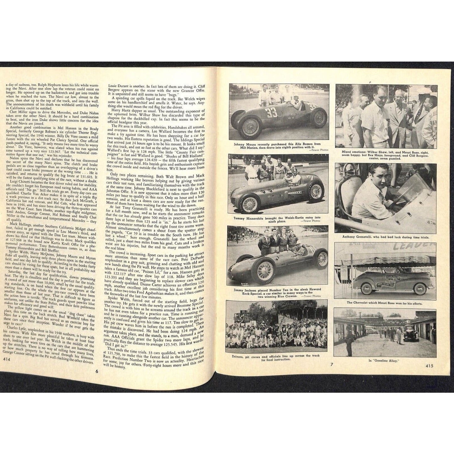 1948 Indy 500 Floyd Clymer's Indianapolis 500 Mile Supplement IMS 30pp. VGC