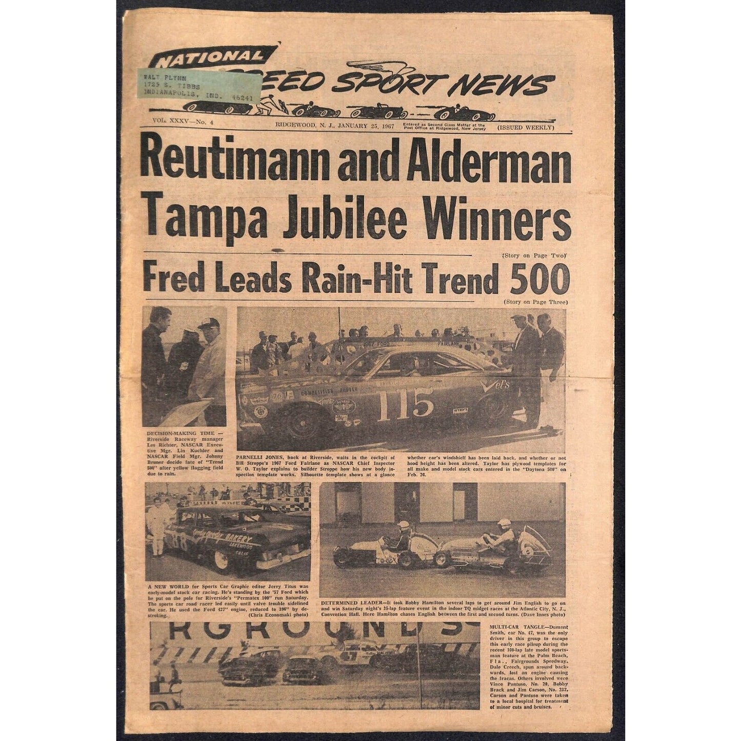 National Speed Sport News 1/25 1967 Reutimann Alderman Racing 15pp