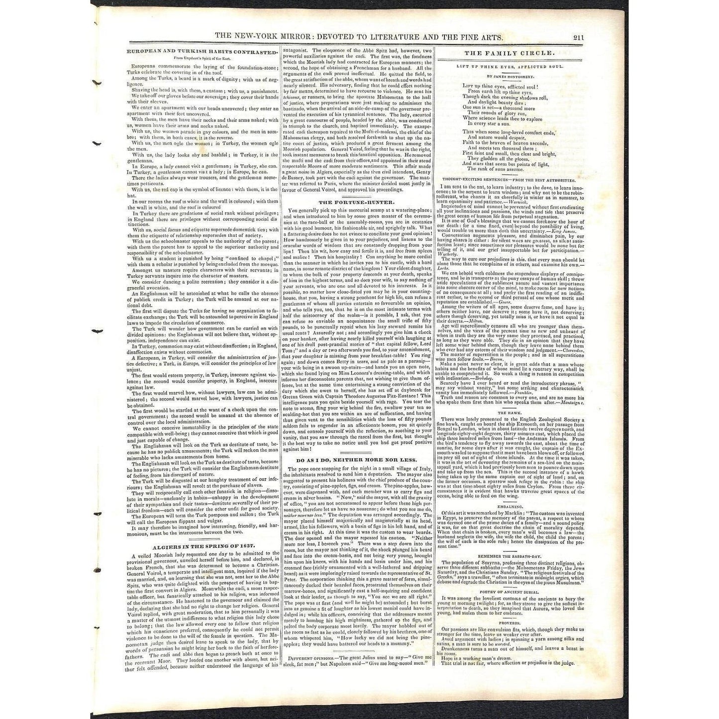 New-York Mirror Weekly Journal Literature Fine Arts Newspaper 12/29/1838
