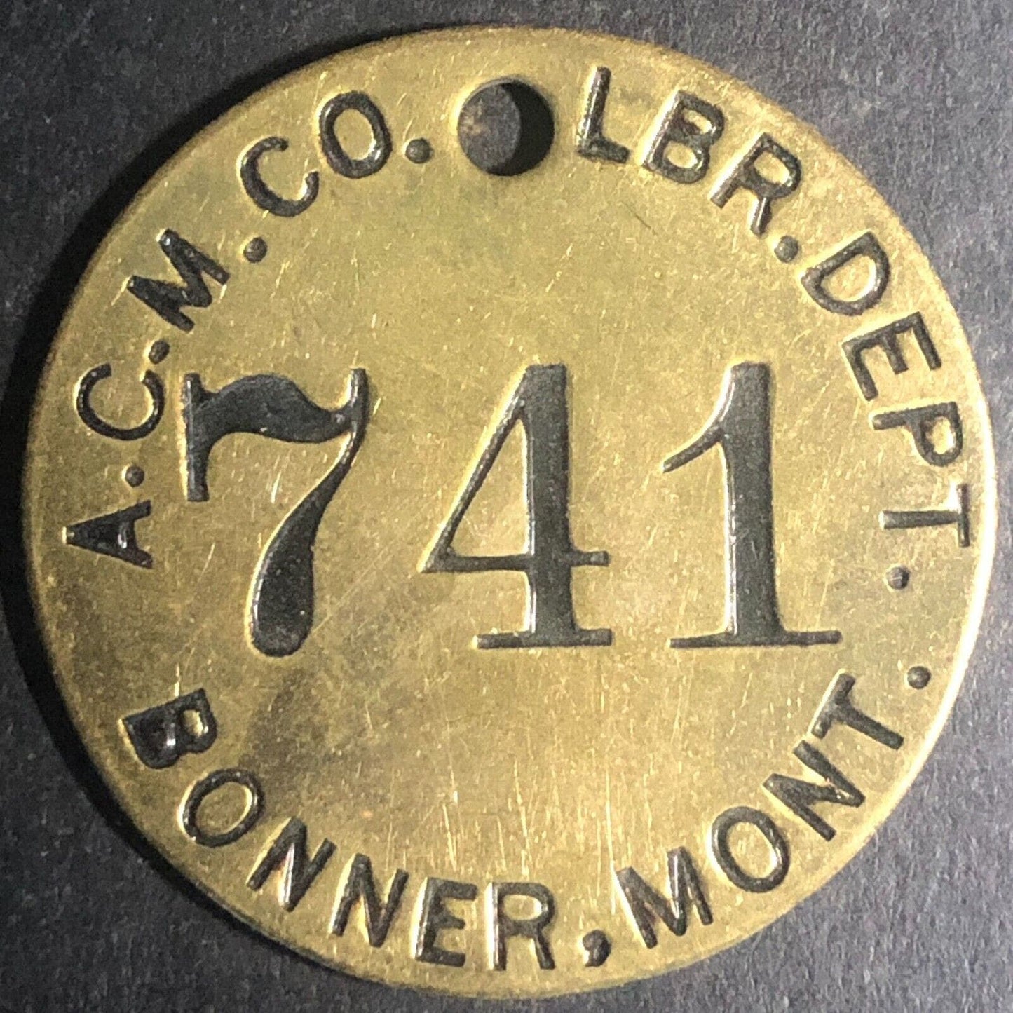 Anaconda Copper Mining Co. Bonner, MONT MT Brass Tool Check Tag #741 Scarce