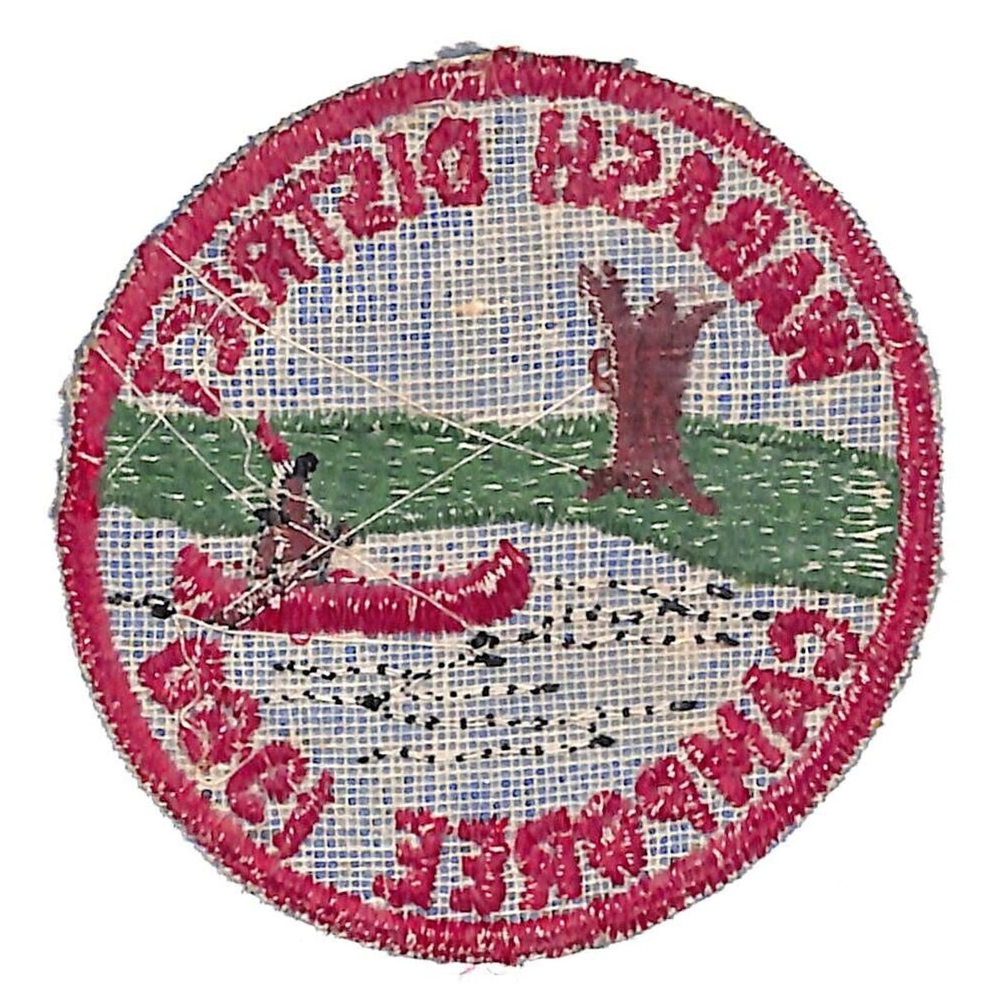 BSA Patch Wabash Council Camporee 1960 Rowing Canoe Near Shore - Scarce