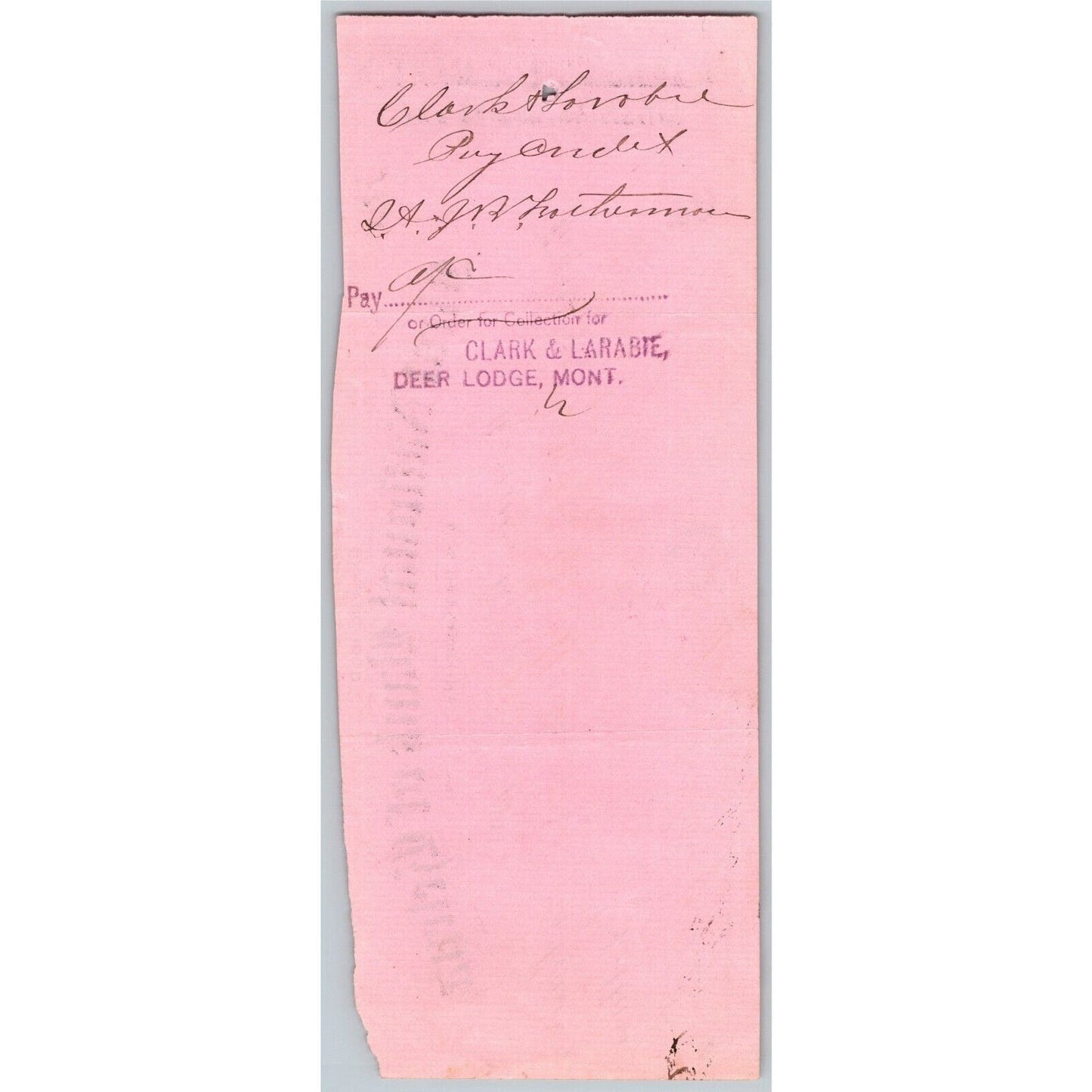 Helena Montana First National Bank Check 1884 Greenhood, Bohm & Co.