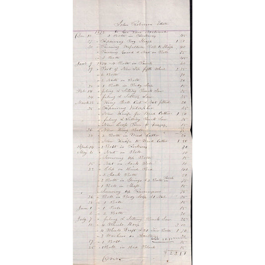 1874 Receipt Repairs, Goods Labor for "George Van Nostrand" Flushing NY Scarce