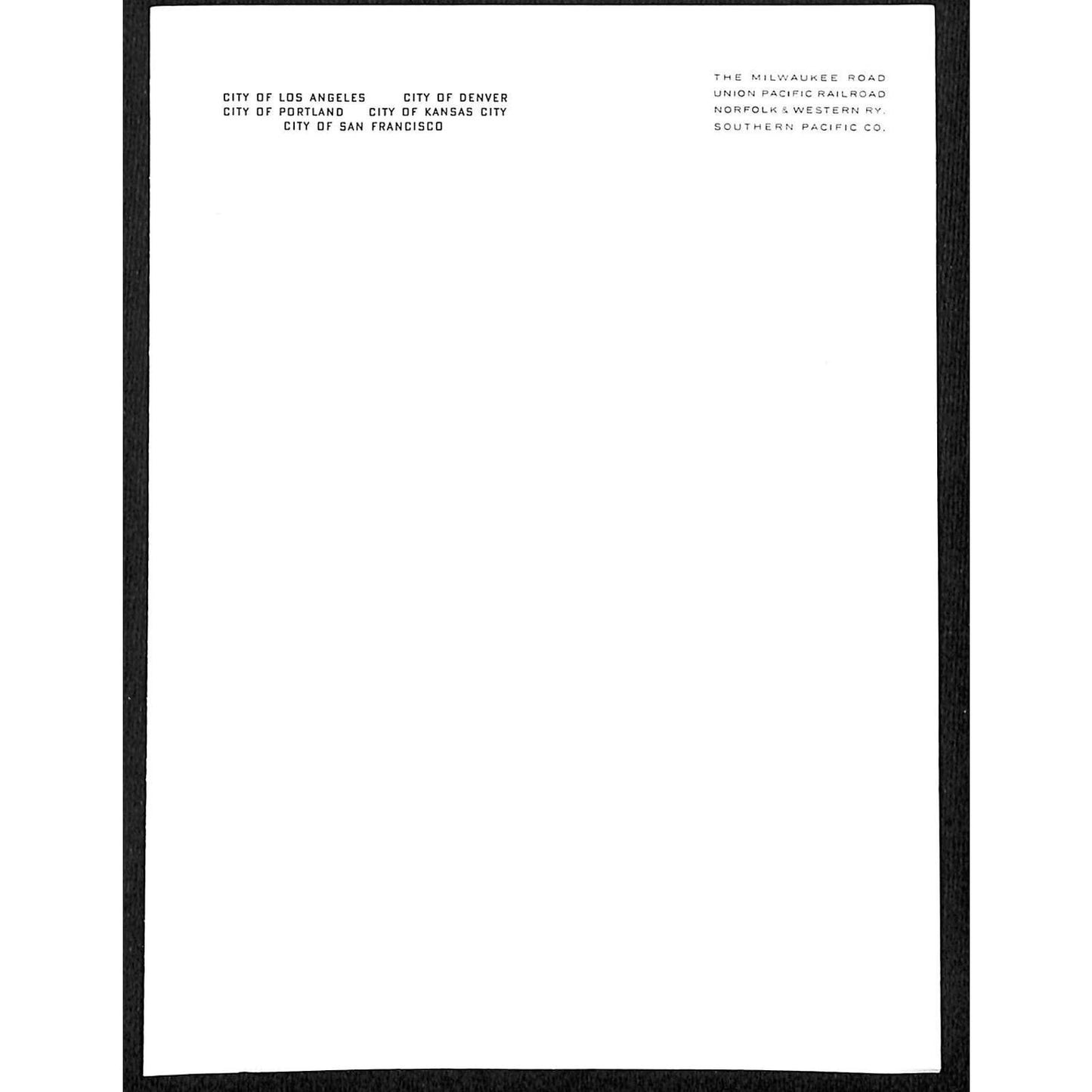 Several Cities and Railroad Companies Unused Stationary Sheet