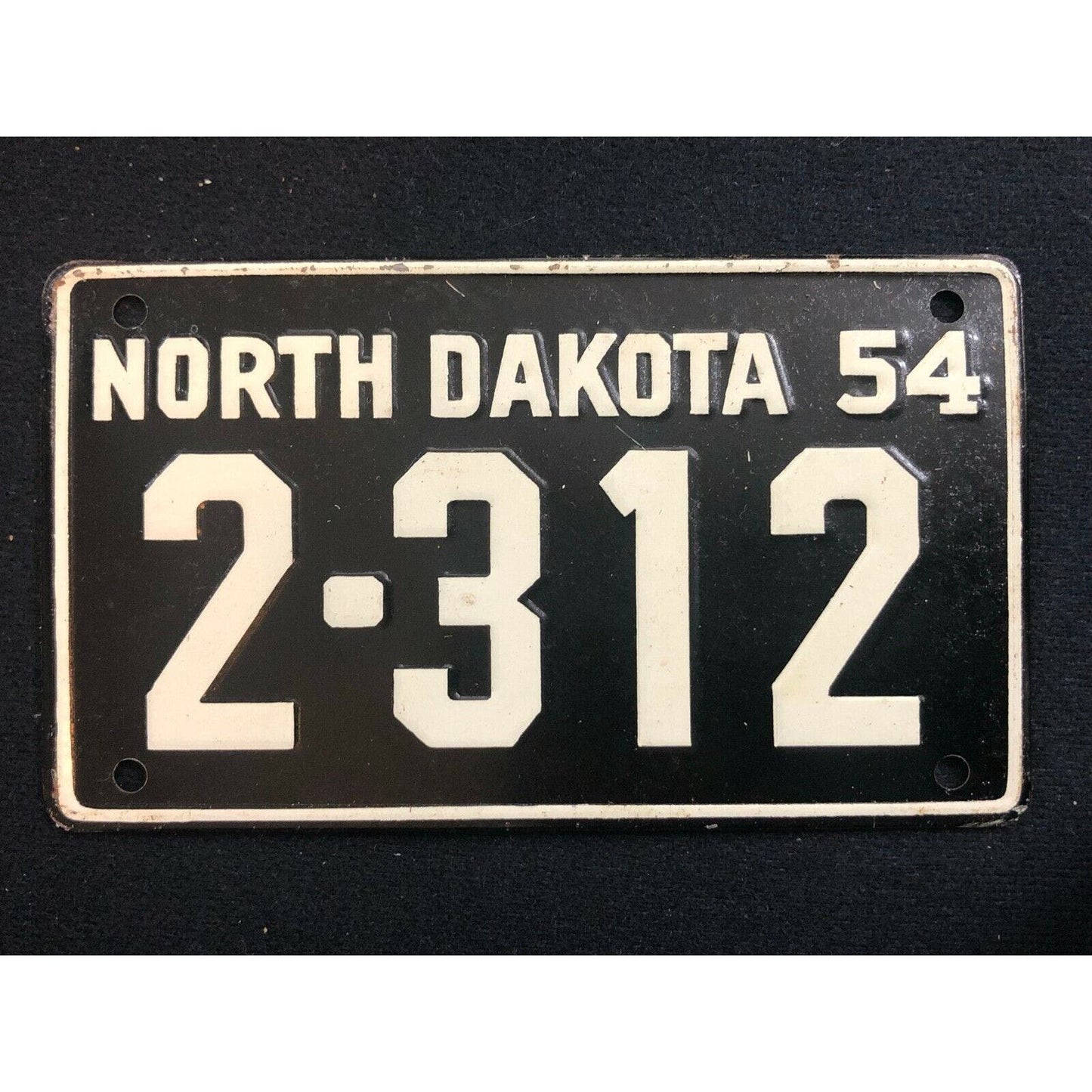 1953-54 General Mills Wheaties Tin Mini Bicycle License Plate - North Dakota