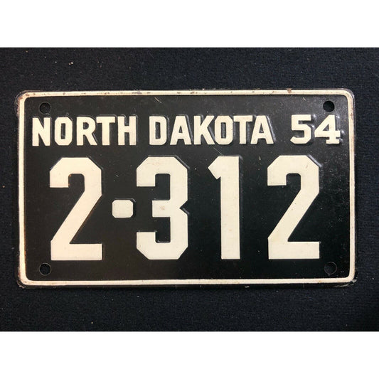 1953-54 General Mills Wheaties Tin Mini Bicycle License Plate - North Dakota