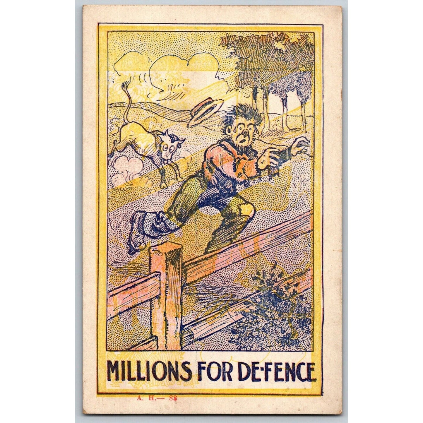 "Millions For De-Fence" c1906 Undivided Comic Farm Humor Postcard