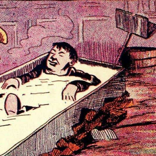 "Very Much Mortified" c1906 Undivided Comic Drunk "Bath Time" Humor Postcard
