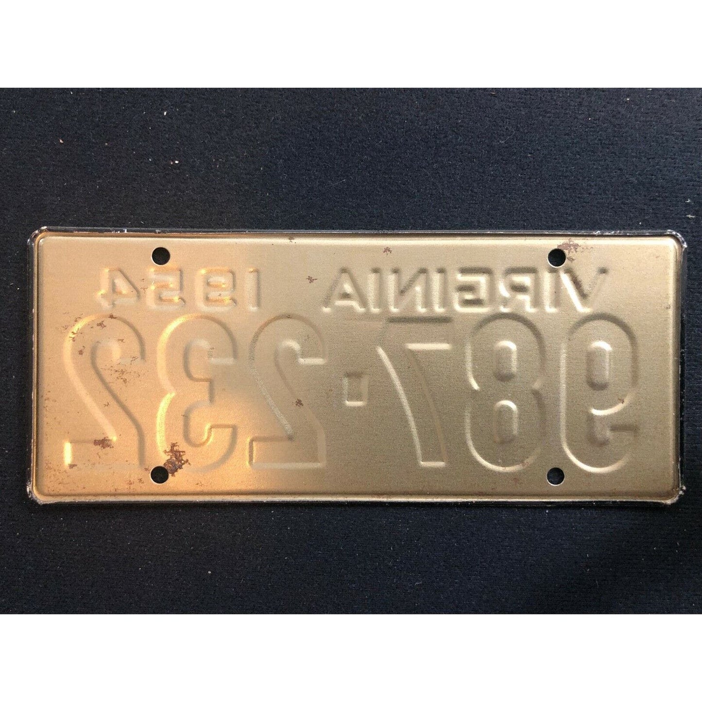 1953-54 General Mills Wheaties Tin Mini Bicycle License Plate - Virginia