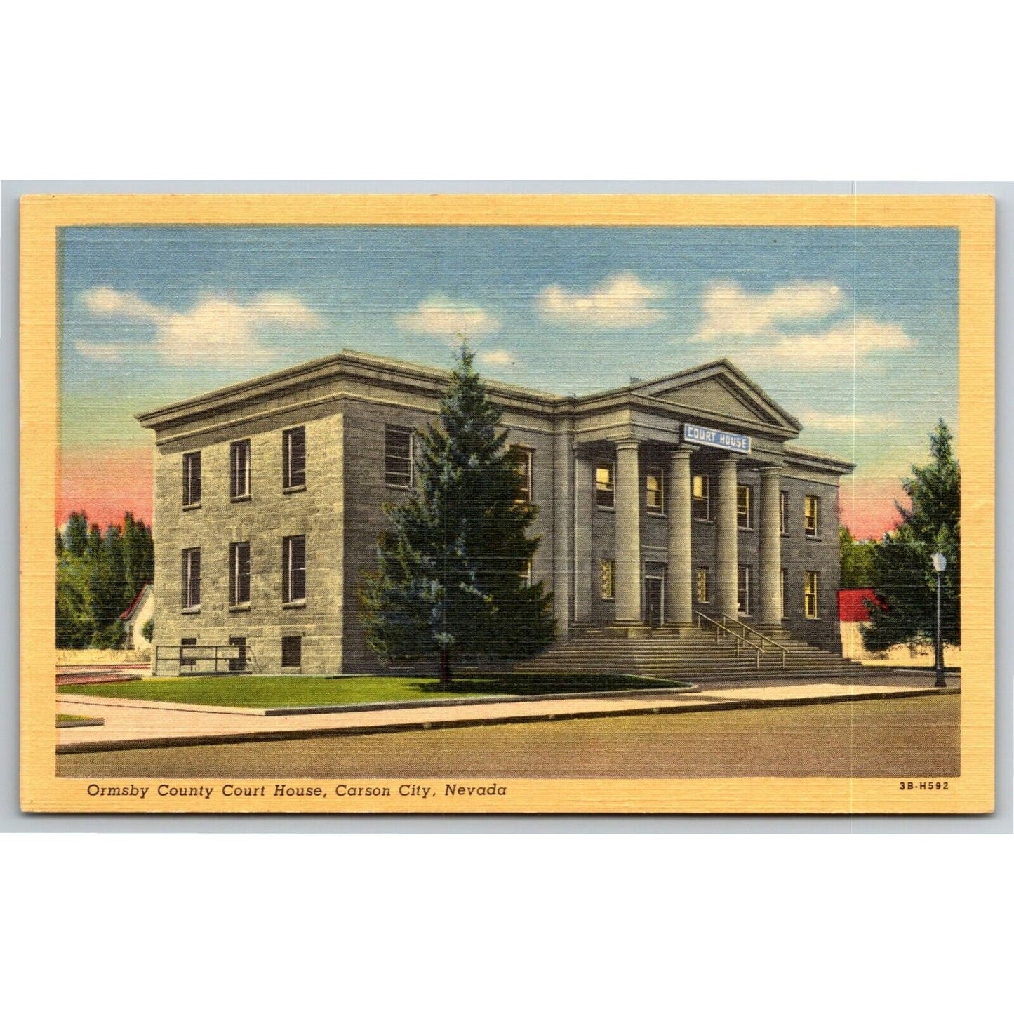 Vintage c1930-45 Linen Postcard Ormsby County Court House, Carson City, NV