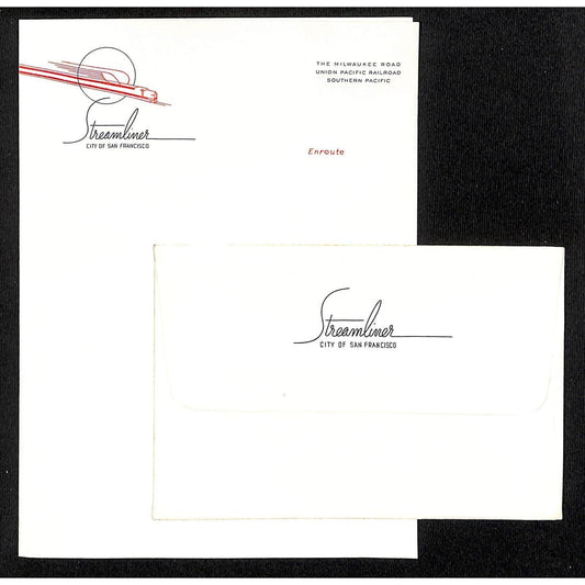 "Streamliner - City of San Francisco" Railroad Stationary Envelope & Sheet