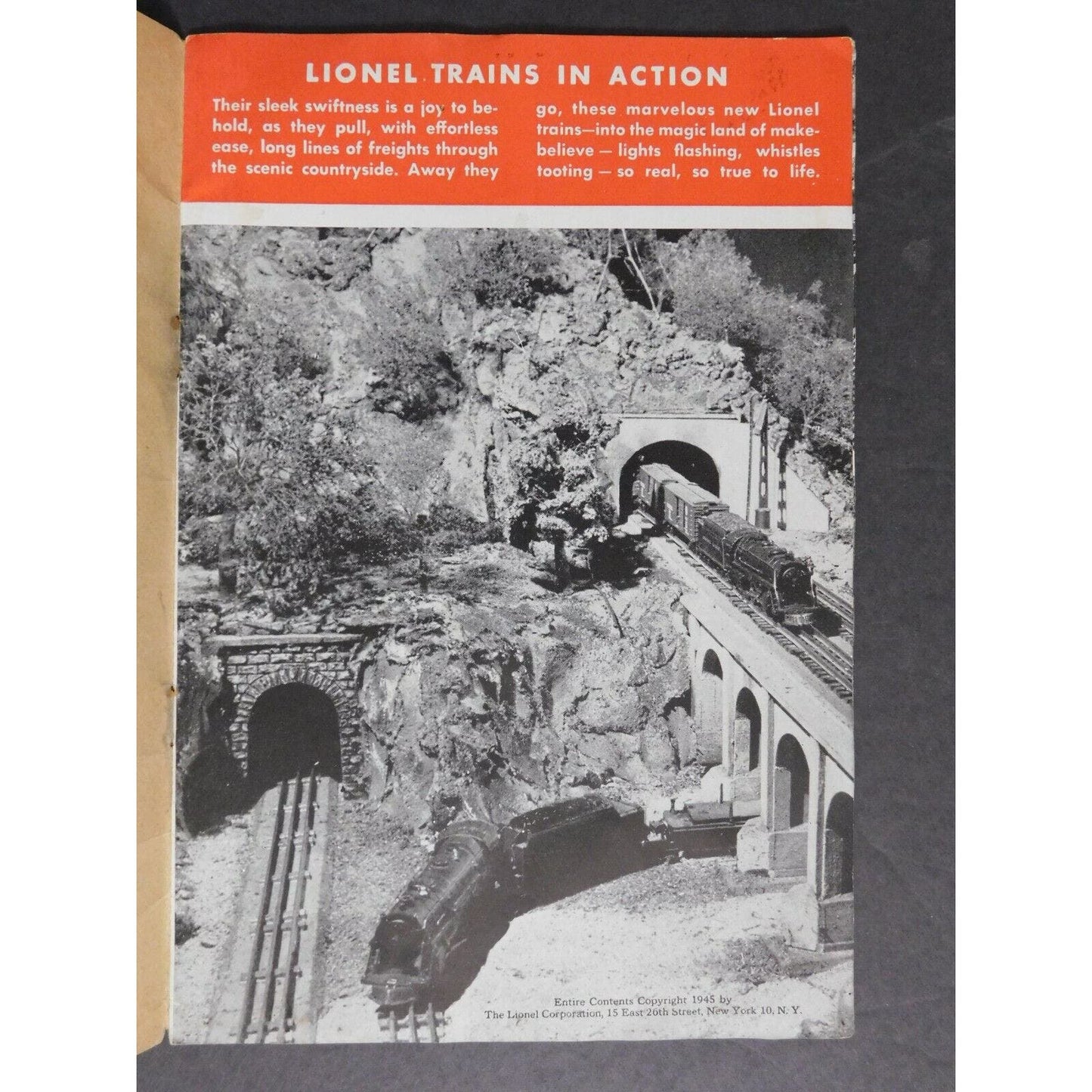 Original 1945 "Candid Camera Shots Lionel Trains in Action" 6" x 8 3/4"
