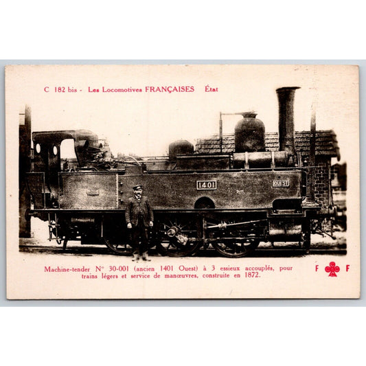 French Railroad RPPC* Postcard Machine Tender 30-001 C 182 c1910 F. Fleury