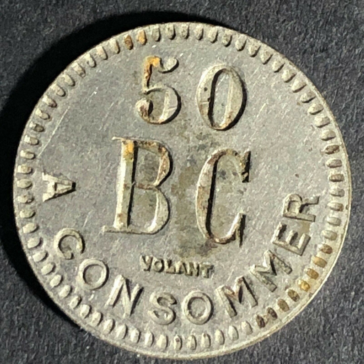 French Jeton 50 Volant BC A Consommer Token 19mm