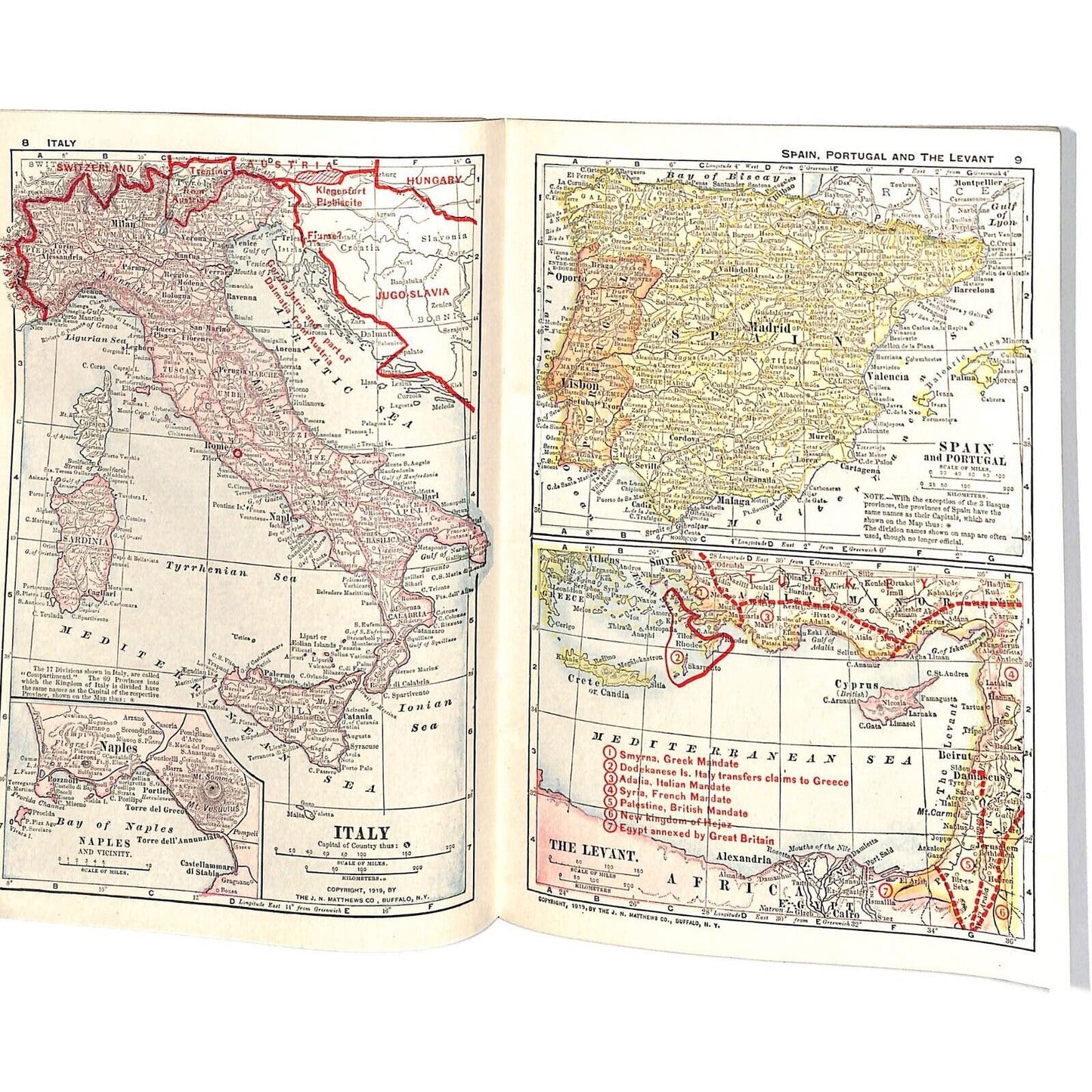 Lovell's "A New Atlas of the World" WWI c1919 SC Book 32pp Maps+++Text pp.