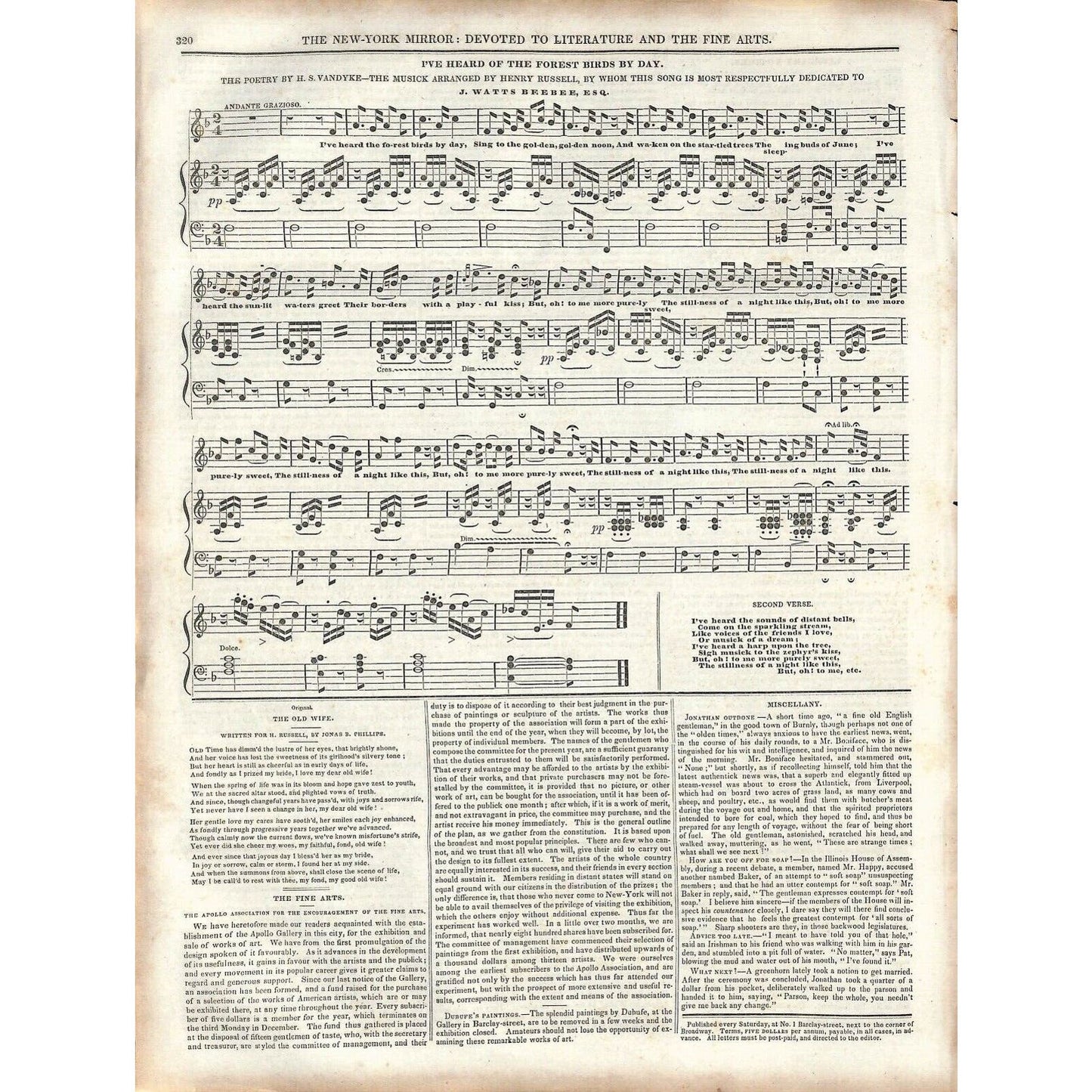 New-York Mirror Weekly Literature Fine Arts Newspaper 3/30/1839 Forfarshire Sunk