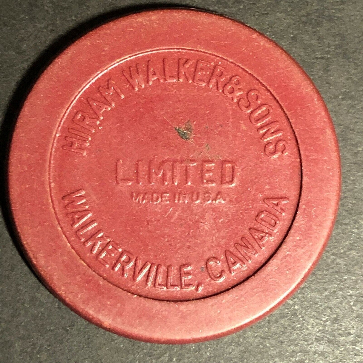 Burgundy Walker's Father Time Bourbon Advertising Poker Chip Eisenstadt