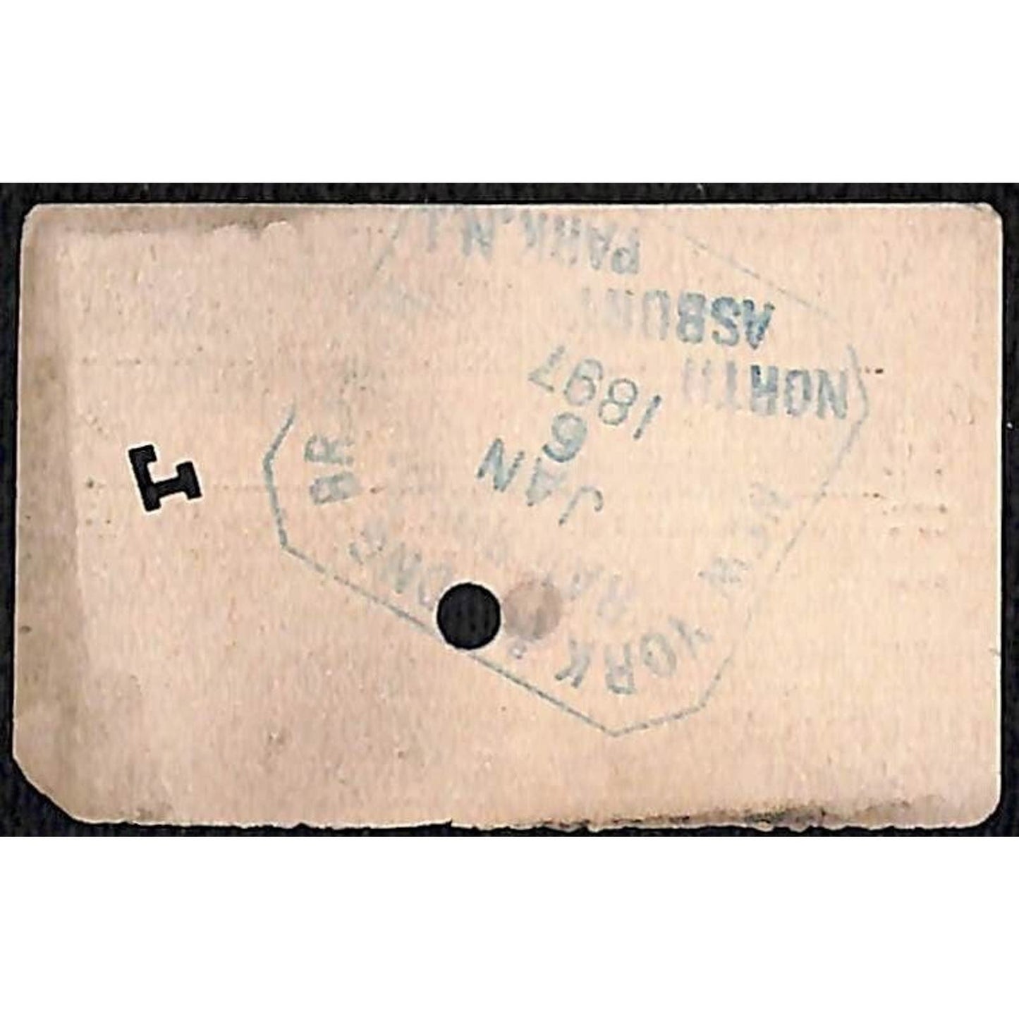 New York & Long Branch Railroad 1897 Ticket via PRR North Asbury Park #3611