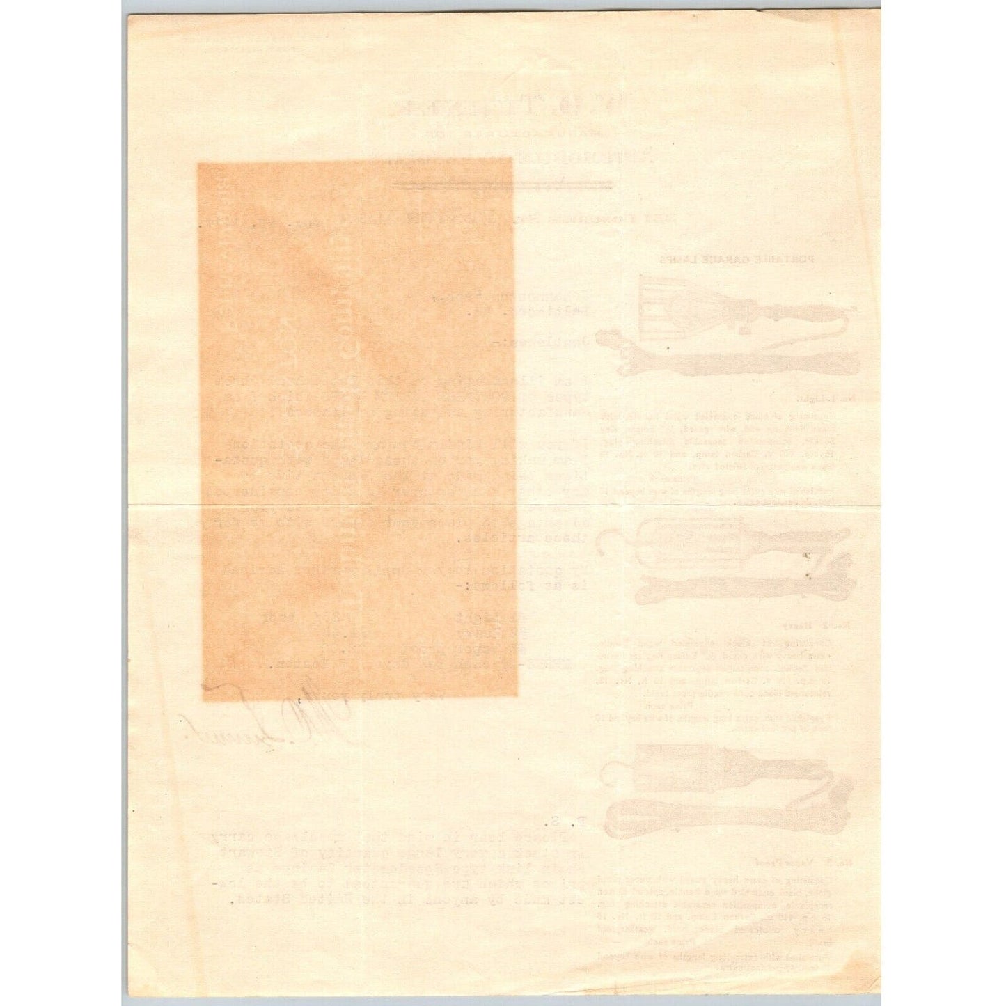 Boston, MASS W.O. Turner Portable Garage Lamps Automobile 1917 Letterhead