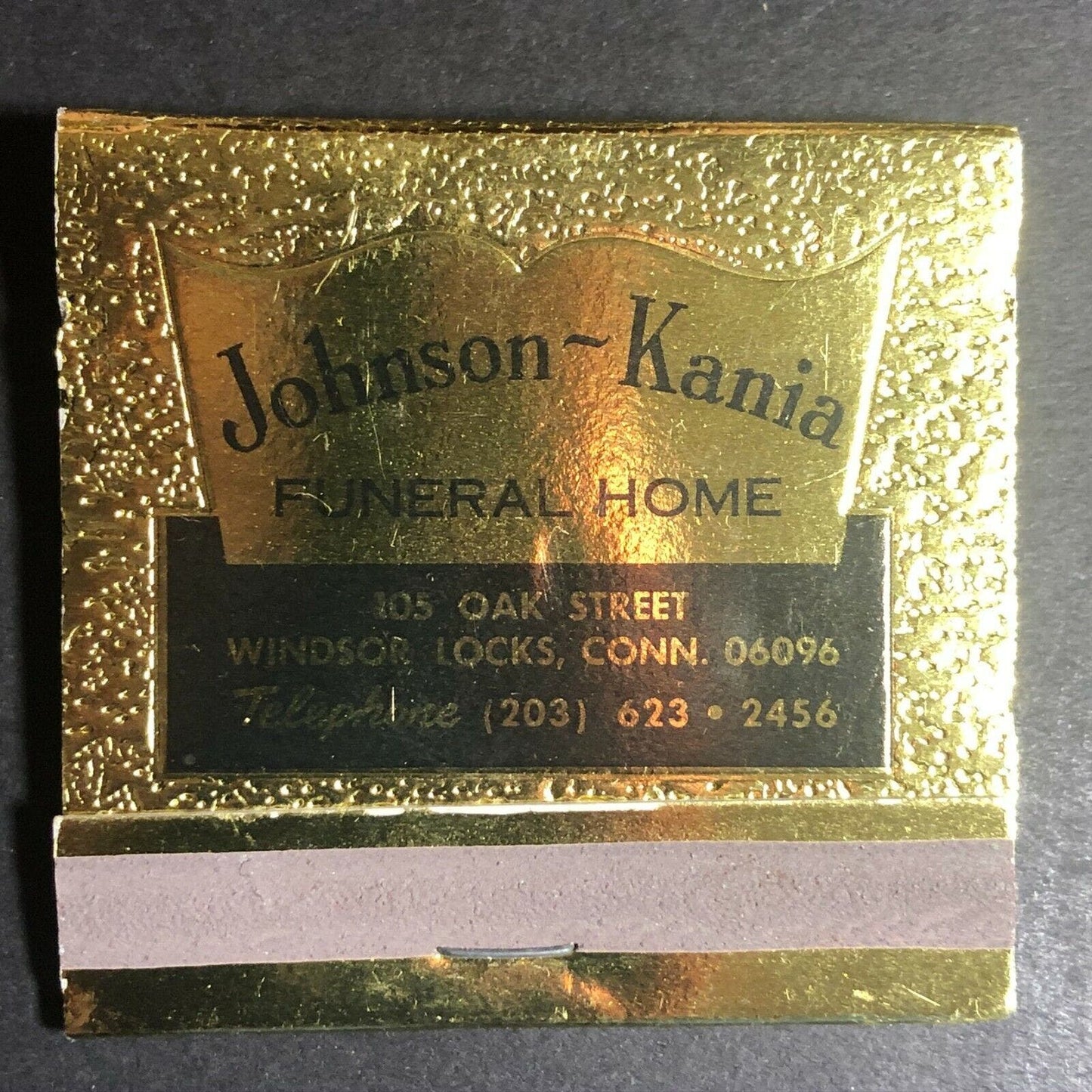 Scarce 1970-78 Full Matchbook "Johnson-Kania" Funeral Home Windsor Locks, CT