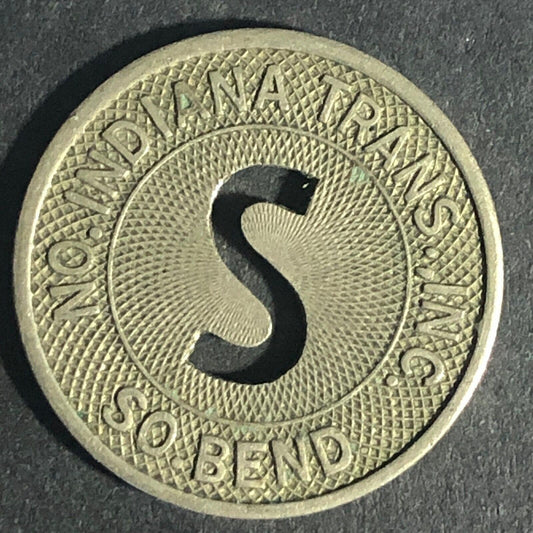 No. Indiana Trans. Inc. So. Bend G/F "3 for 25c Fare" Brass Transit Token 21mm
