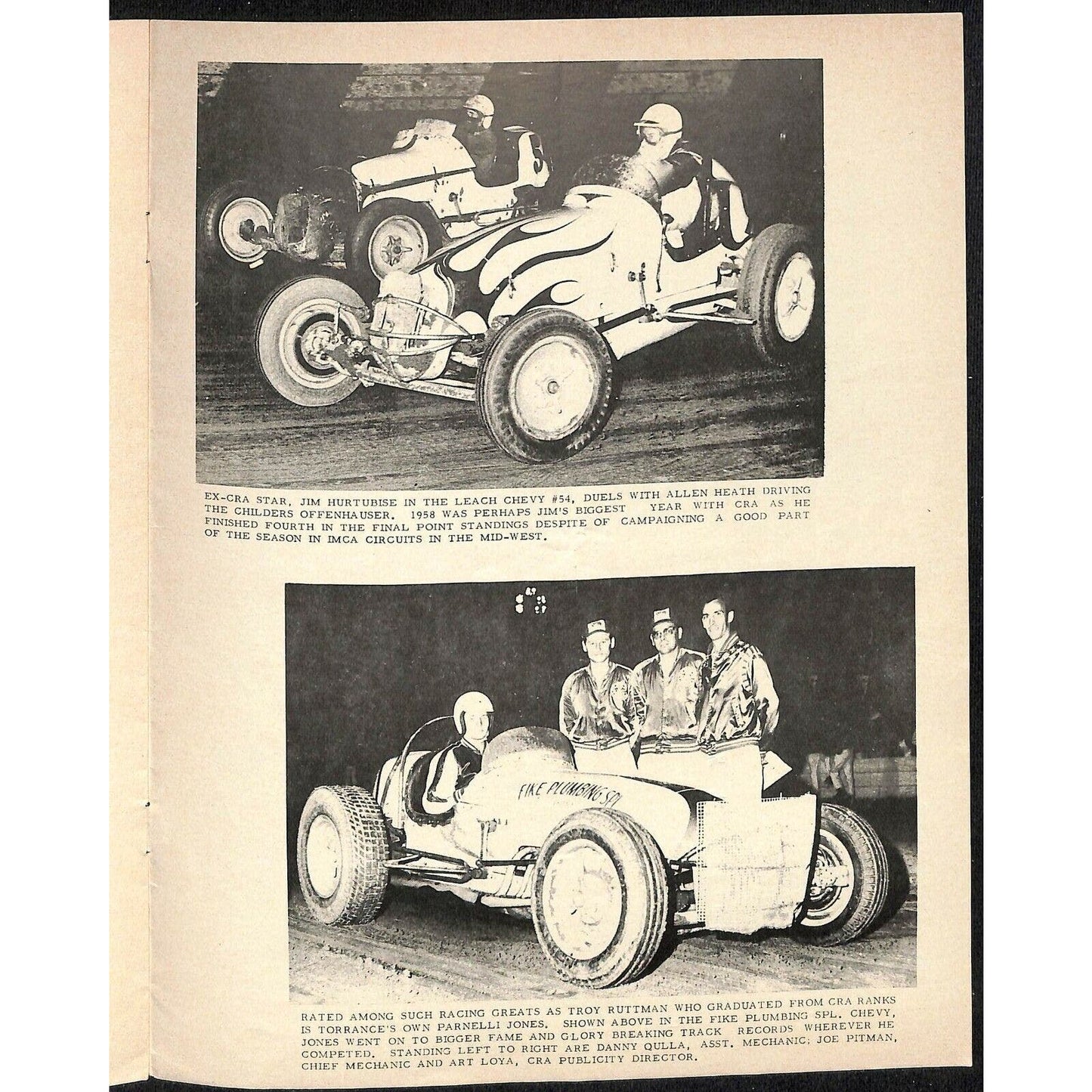 Scarce Sept 3 1962 CRA Big Car Races Auto Racing Program Ascot Gardena 8pp.