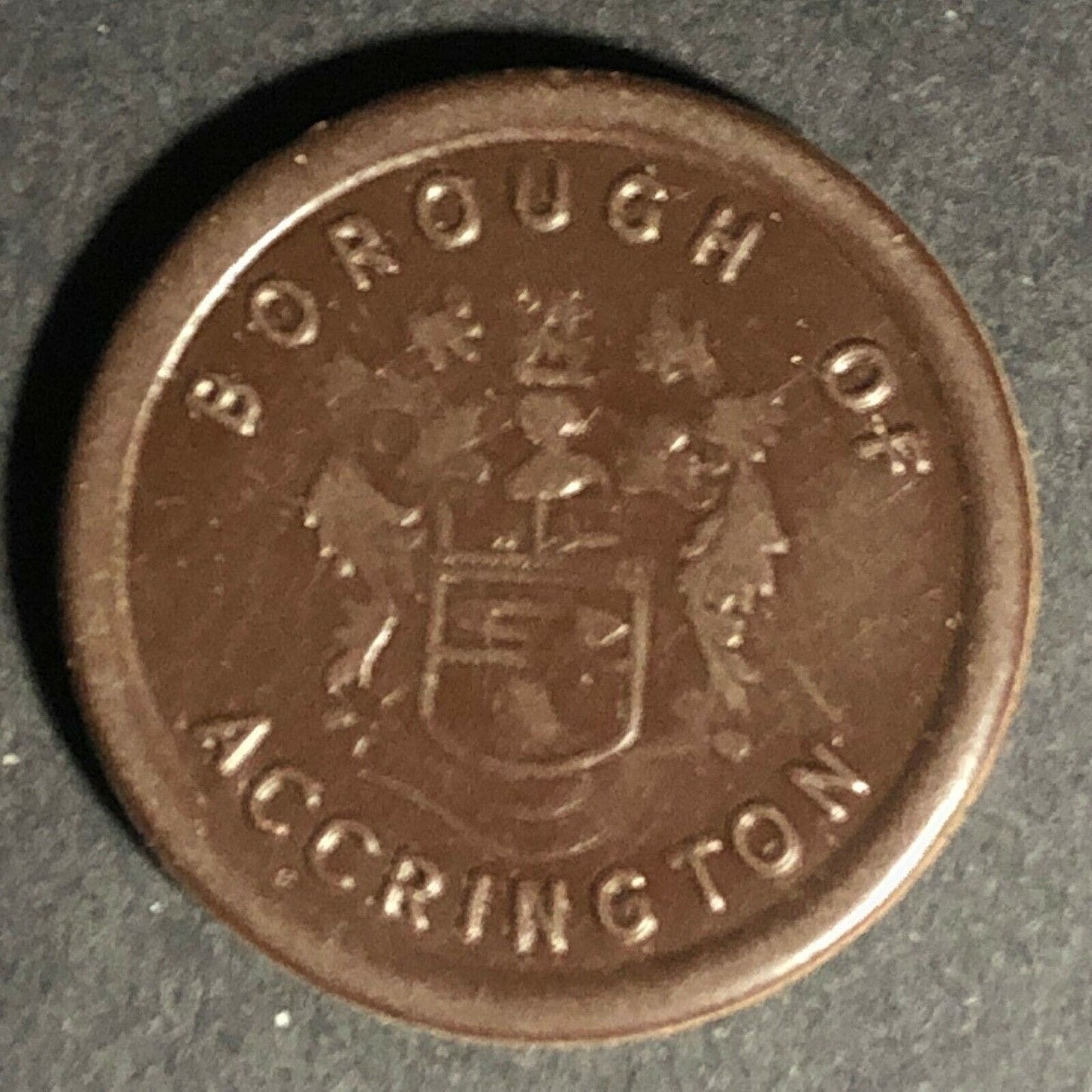 Accrington Transport England Plastic Token Dark Brown 3D 22mm c50's-60's