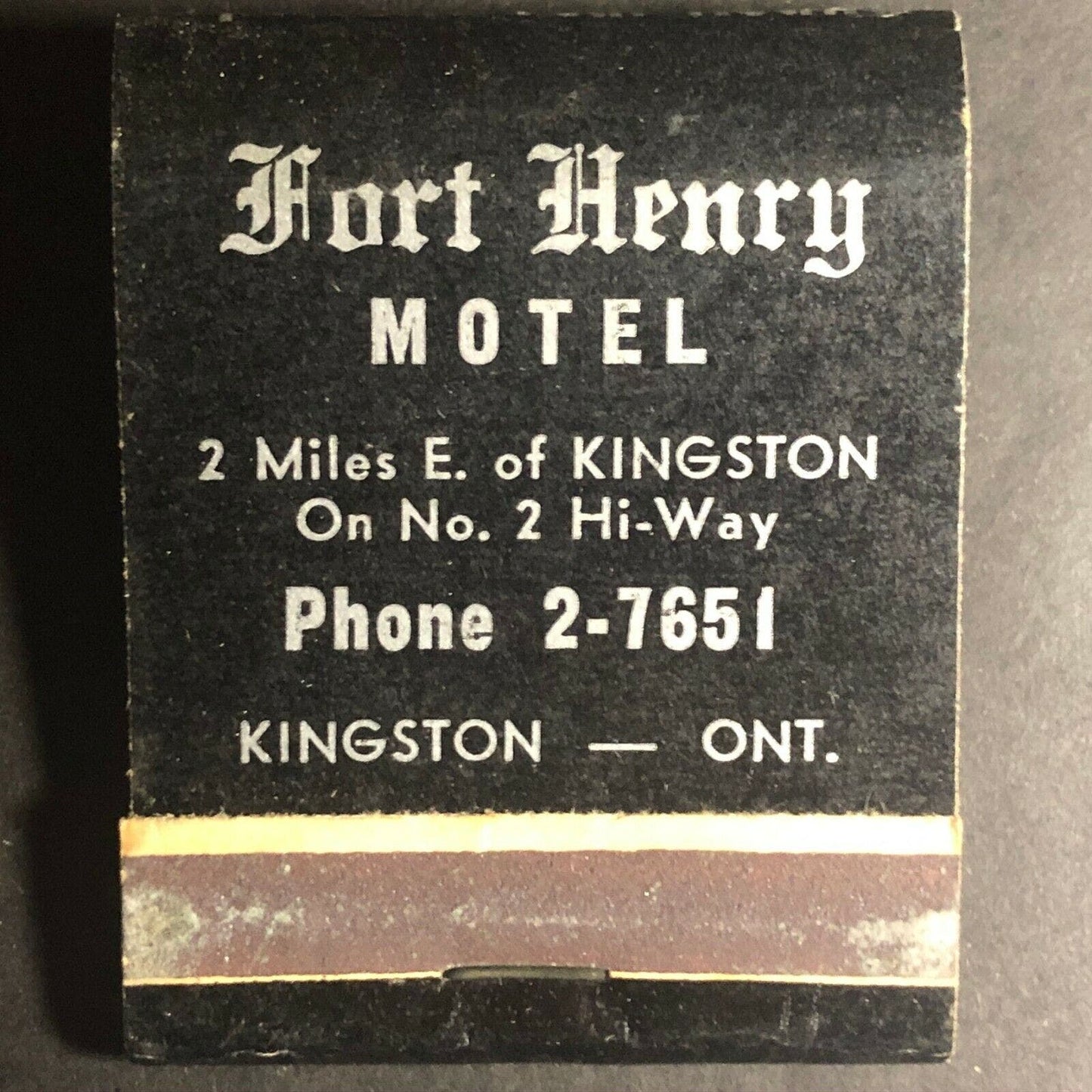 50's-60's Full Matchbook "Fort Henry Motel" Kingston, ONT