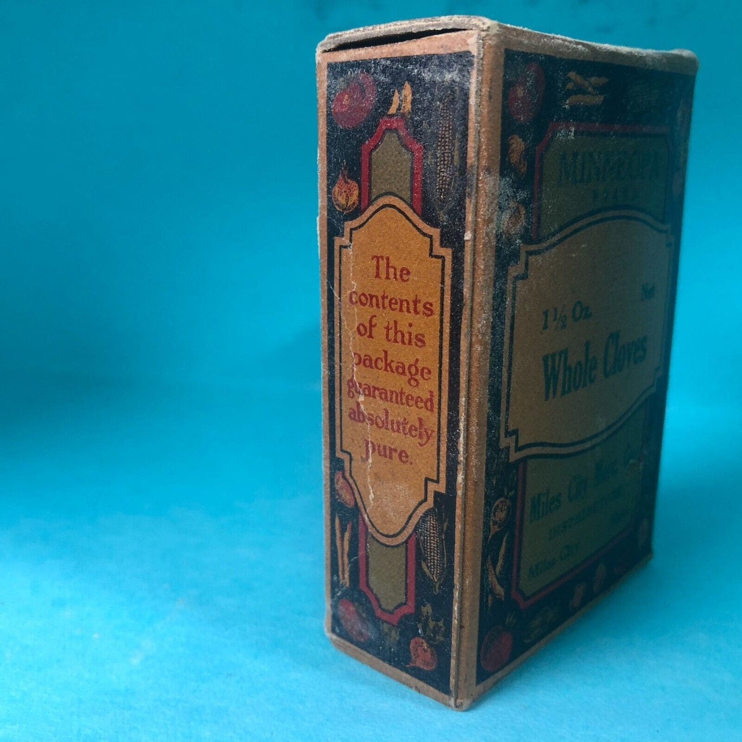 Minneopa Brand Whole Cloves Spice Tin 3 1/4"h Fiber Box c1930's-40's Scarce