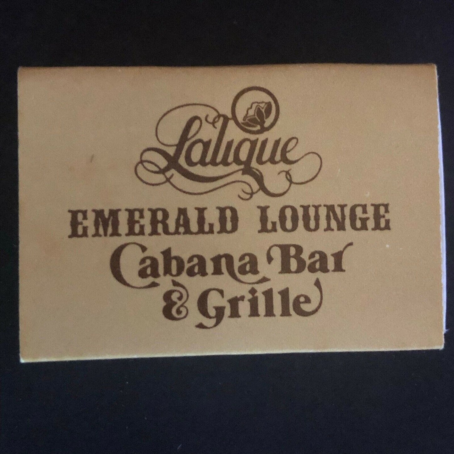 c1970's-80's Wooden Matchbox Matchbook "Lalique Emerald Lounge" Bal Harbour, FLA