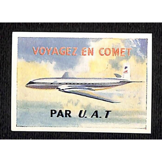 Voyagez en Comet PAR U.A.T. French Aviation Poster Stamp c1953