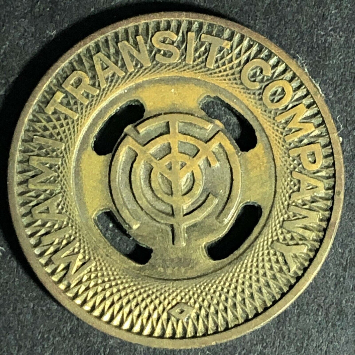 Vintage "Miami Transit Co." "MTC" Token 23mm - c1938