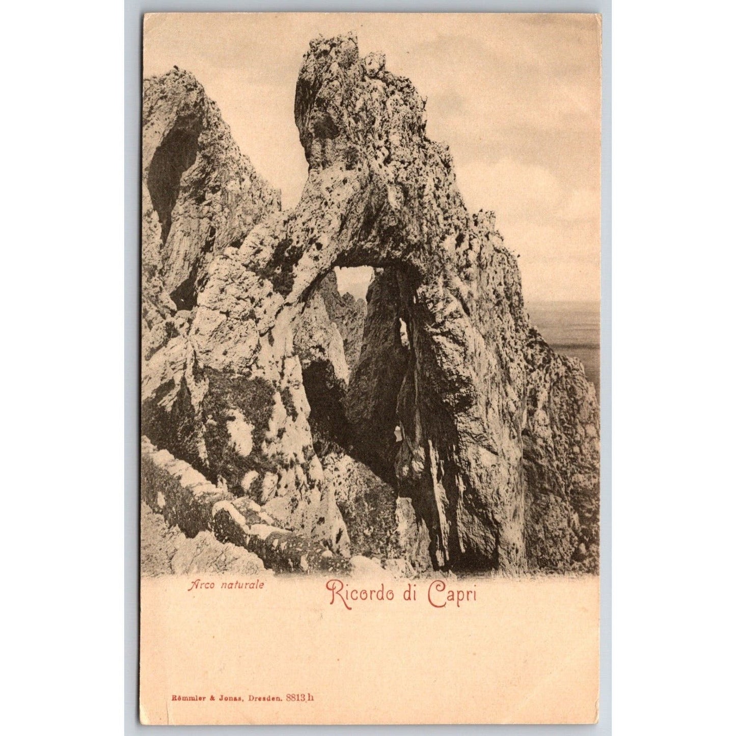 Italian Postcard "Ricardo di Capri" Natural Arch Rocks c1901-1907