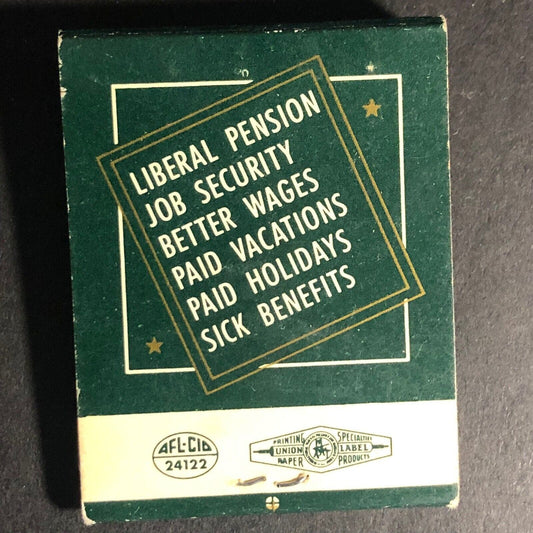 ITUW Tobacco Workers Union Full 20-Strike Matchbook c1950's-60's VGC Scarce