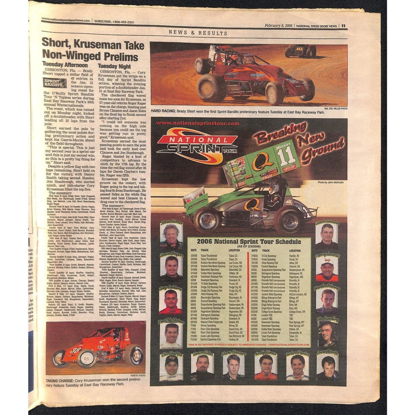 National Speed Sport News 2/8 2006 Cory Kruseman Cover Racing 27pp VGC