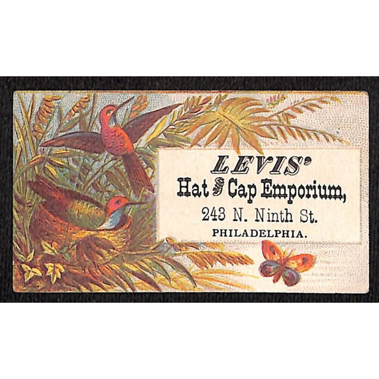 Levis' Hat and Shoe Emporium Philadelphia 243 N. Ninth St. Victorian Trade Card