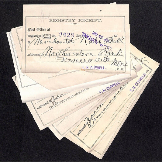 Helena Montana (Group of 7) 1891 Post Office Registry Receipt / Billhead